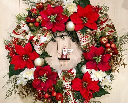 No.xmas-14331/クリスマスリース40cm/ブランコ・サンタ