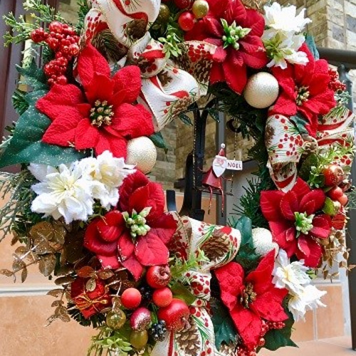 No.xmas-14331/クリスマスリース40cm/ブランコ・サンタ