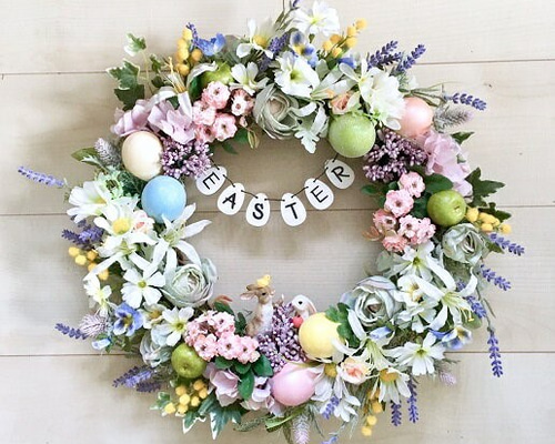 No.wreath-14997/スプリング・リース(9）イースターリース（ウサギ