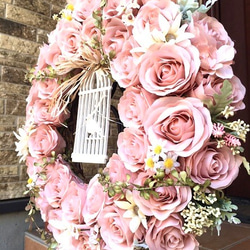 No.wreath-15148/アンティークピンク・ローズリング(3)/42cm/アーティフィシャルフラワー造花 3枚目の画像