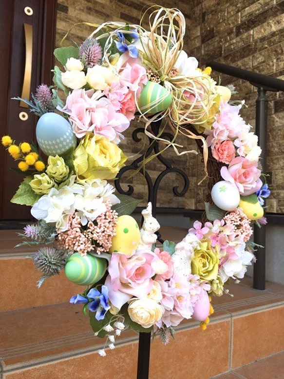 No.wreath-15161/イースターリース20-(13)42cm　イースターバニー/アーティフィシャルフラワー造花 4枚目の画像