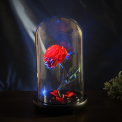 ガラスの中の光るバラ ～美女と野獣  ≪Red≫ 誕生日 記念日 結婚祝い 母の日 プリザーブドフラワー 1枚目の画像