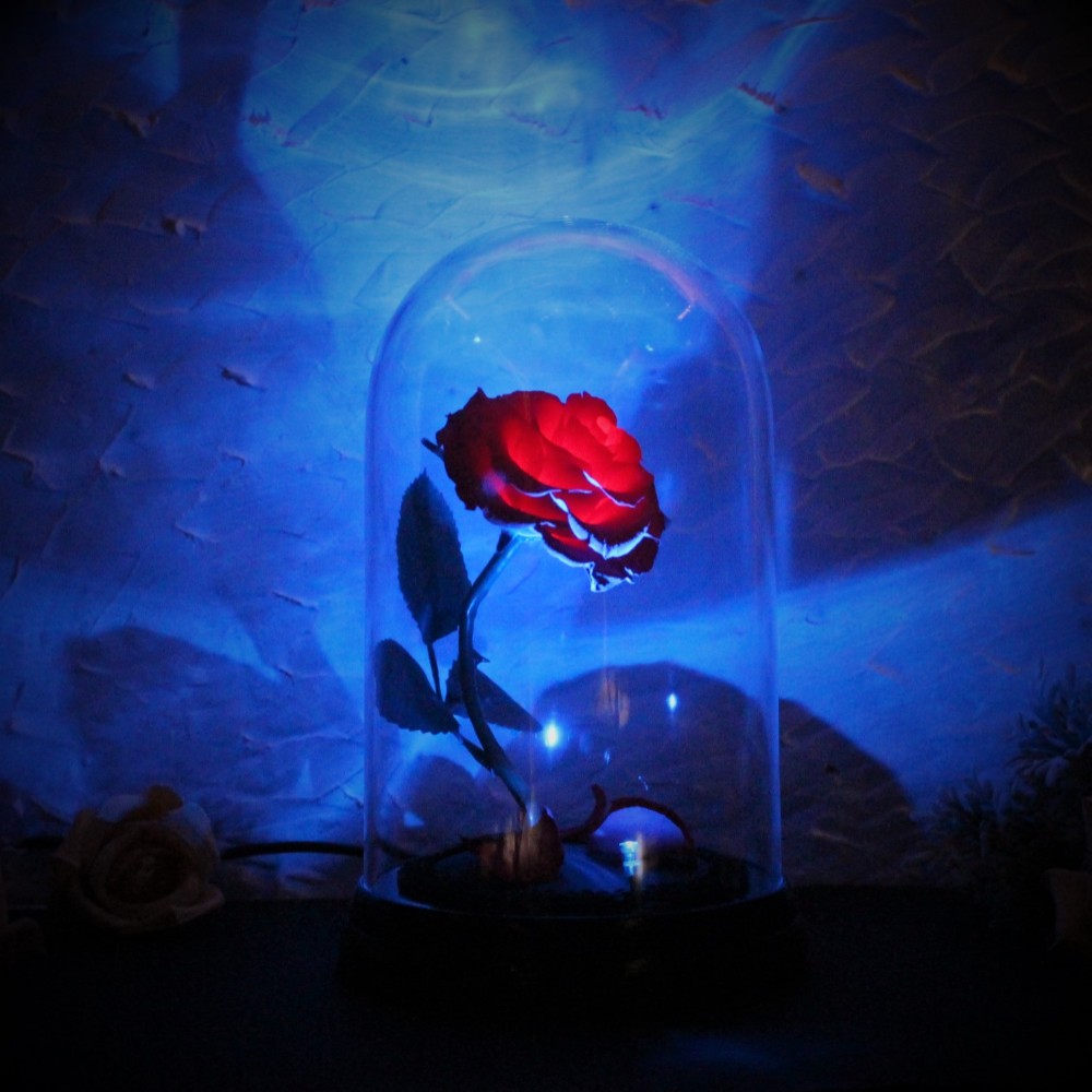 暗くなると光る魔法の赤いバラ 美女と野獣～光る花 誕生日 記念日 結婚祝い 母の日