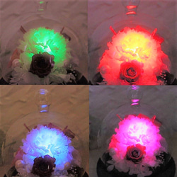 虹色カーネーションガラスドーム 光るプリザ✨《送料無料》 3枚目の画像