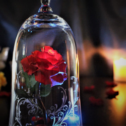 美女と野獣 ガラスの中の魔法の 光る薔薇 誕生日 記念日 結婚祝い プロポーズ プリザーブドフラワー 3枚目の画像
