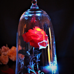 美女と野獣 ガラスの中の魔法の 光る薔薇 誕生日 記念日 結婚祝い プロポーズ プリザーブドフラワー 8枚目の画像