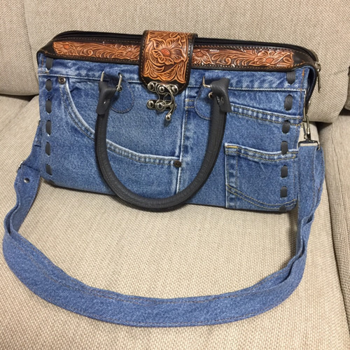 D &G デニム・レザー ボストンバッグ D &G デニム・レザー ボストンバッグ D &G デニム・レザー