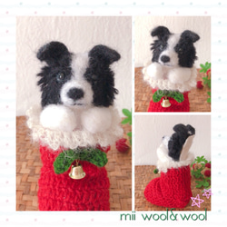 ボーダーコリー♡クリスマスわんこ　クリスマス限定毛糸わんこ(mii wool&wool) 2枚目の画像