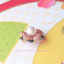 Pink K18 S.S.P/p&g sapphire Christmas rose brooch 5枚目の画像