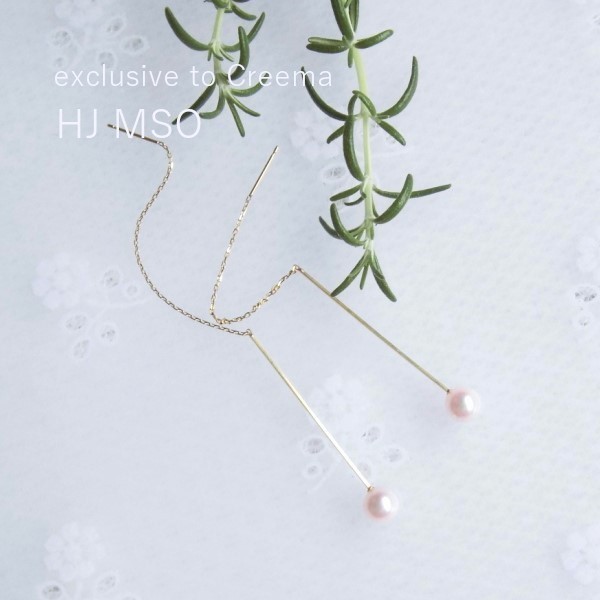 K18 Akoya pearl threader earrings