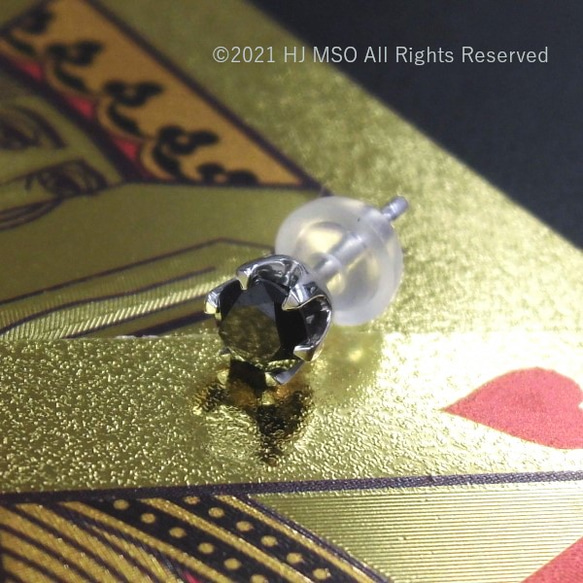 PT900 Black diamond cool pierced earring - single 1枚目の画像