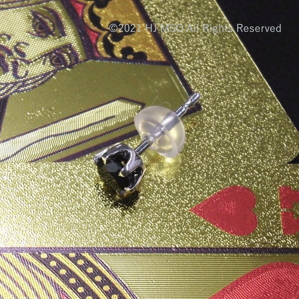 PT900 Black diamond cool pierced earring - single 2枚目の画像