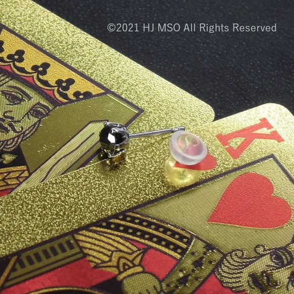PT900 Black diamond cool pierced earring - single 3枚目の画像