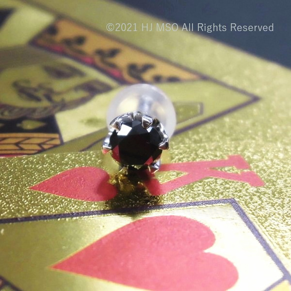 PT900 Black diamond cool pierced earring - single 4枚目の画像