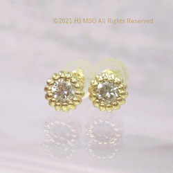 K18 Diamond sunflower pierced earrings 1枚目の画像