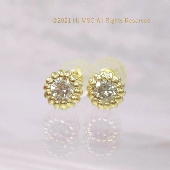 K18 Diamond sunflower pierced earrings 1枚目の画像
