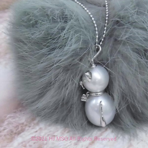 H♡WD K18WG South sea pearl kitten pendant 3枚目の画像