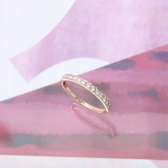 K18 PG Diamond pinkie ring 3枚目の画像