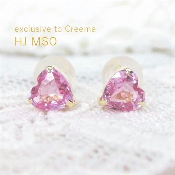 K18 Heart pink Sapphire pierced earrings