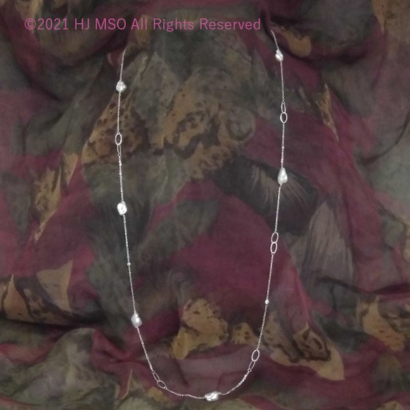 K18 WG South Sea Keshi Pearl long necklace 2枚目の画像
