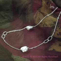 K18 WG South Sea Keshi Pearl long necklace 4枚目の画像