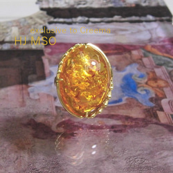 K18 Classical roman Amber ring 1枚目の画像