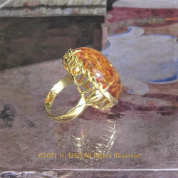 K18 Classical roman Amber ring 5枚目の画像