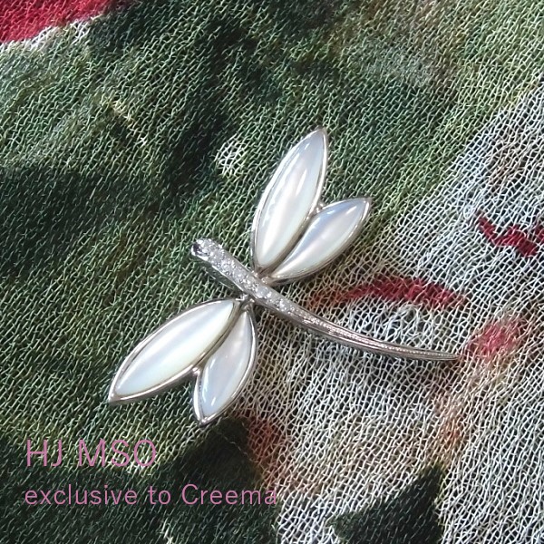 K18WG Dragonfly brooch pendant