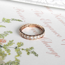 K18 Pink gold full-eternity diamonds ring - Wedding band 5枚目の画像