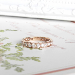 K18 Pink gold full-eternity diamonds ring - Wedding band 6枚目の画像