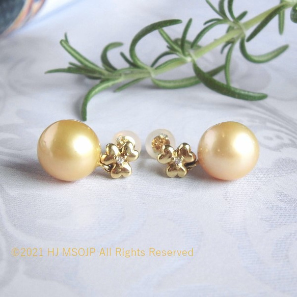 K18 Golden pearl petite pierced earrings 2枚目の画像