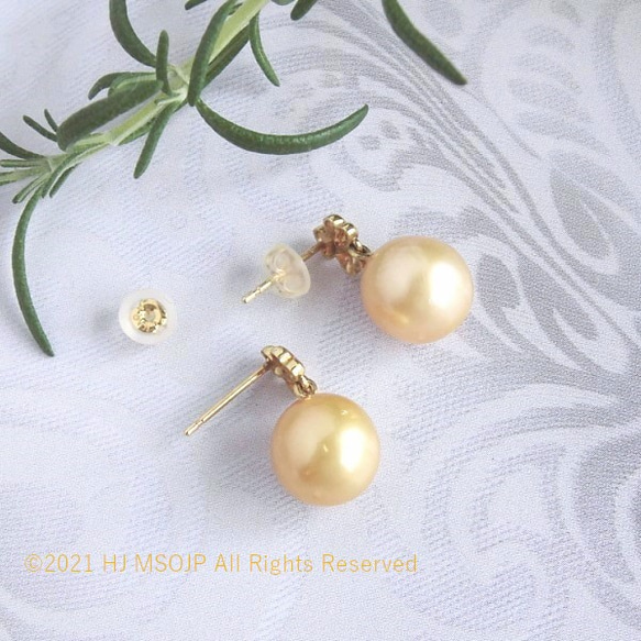 K18 Golden pearl petite pierced earrings 3枚目の画像