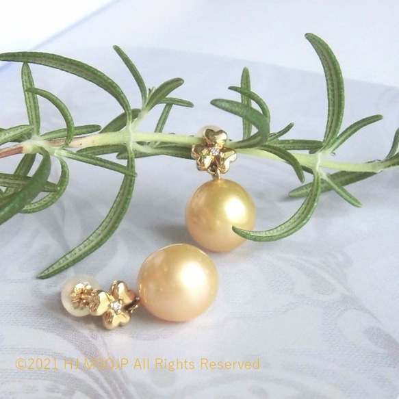 K18 Golden pearl petite pierced earrings 4枚目の画像