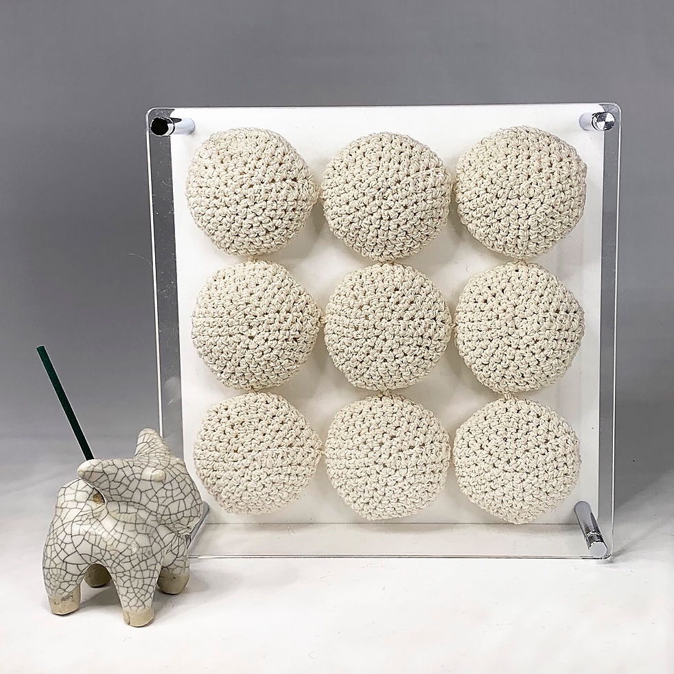 フォトフレーム　中　生成り色の平らな丸　15.5W001