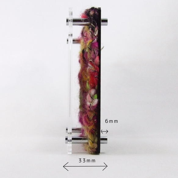 情熱的な配色の手紡ぎ糸のフォトフレーム　小 壁掛け&卓上　CHSW009 8枚目の画像