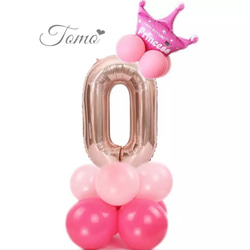 【バラ売りシリーズ⑧】0歳  ピンク  ナンバーバルーン  自由に組み合わせてオリジナルの飾り付け♪ #11651 1枚目の画像