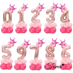 【バラ売りシリーズ⑧】0歳  ピンク  ナンバーバルーン  自由に組み合わせてオリジナルの飾り付け♪ #11651 5枚目の画像