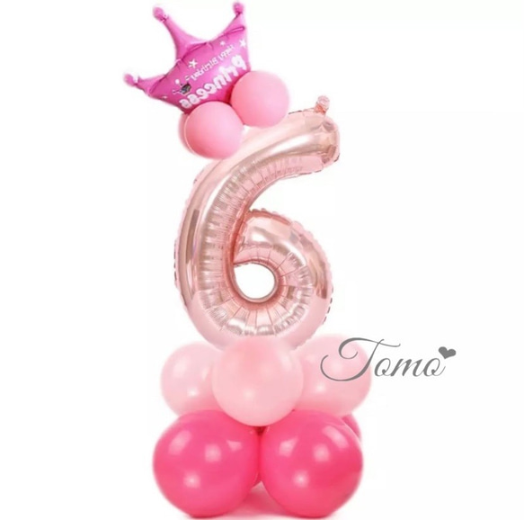 【バラ売りシリーズ⑧】6歳  ピンク  ナンバーバルーン  自由に組み合わせてオリジナルの飾り付け♪ #11647 1枚目の画像