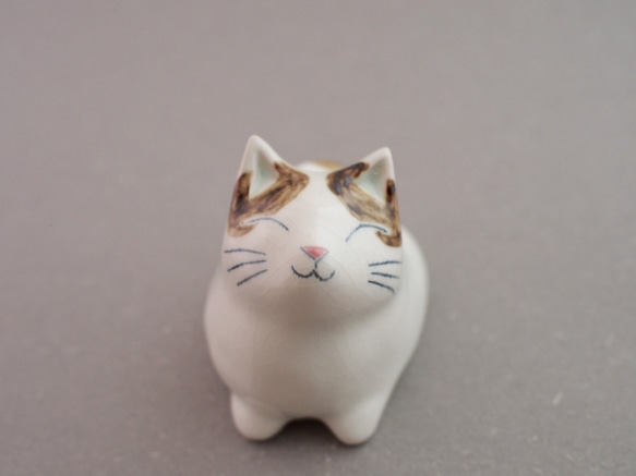 陶ネコシリーズ「ちびネコ」　たてしっぽ茶ブチ 3枚目の画像