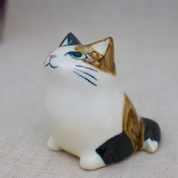 陶ネコシリーズ「ちびネコ」 よこシッポ 三毛猫 その他置物 陶