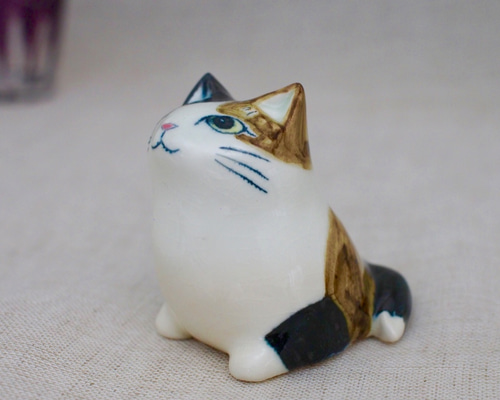 陶ネコシリーズ「ちびネコ」 よこシッポ 三毛猫 その他置物 陶