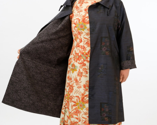 大島紬リバーシブルコート(着物リメイク) コート わさびん 通販