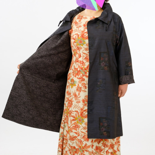 大島紬リバーシブルコート(着物リメイク) コート わさびん 通販