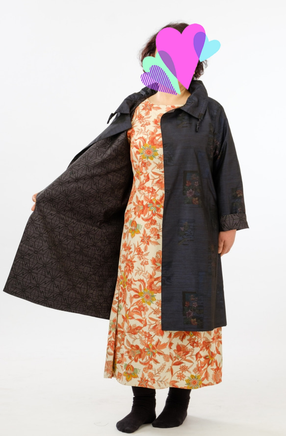 大島紬リバーシブルコート(着物リメイク) コート わさびん 通販