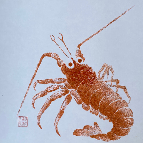 掘り出し物‼︎珊瑚絵色紙・縁起物【海老】 その他アート ライズ