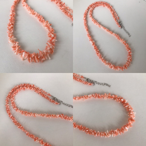 ピンクcoral・珊瑚のロングネックレス・夏リゾートにオススメ