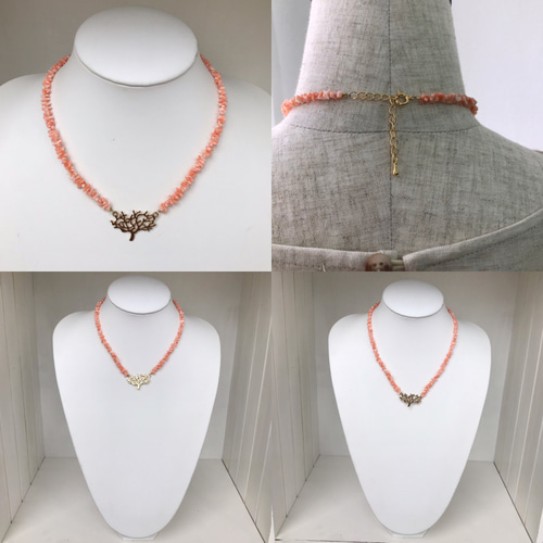 サンゴモチーフと本物の珊瑚のネックレス ネックレス・ペンダント