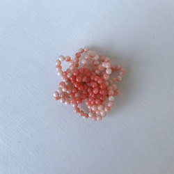 ピンク珊瑚で花編みブローチ・アウトレット 6枚目の画像