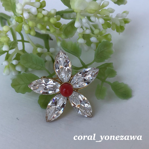 ブローチ ✩*॰本物のお花を✩*॰ ストーンつき