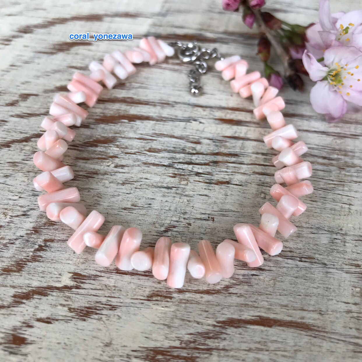 珊瑚・定番・高知から直送・モモイロサンゴブレスレット